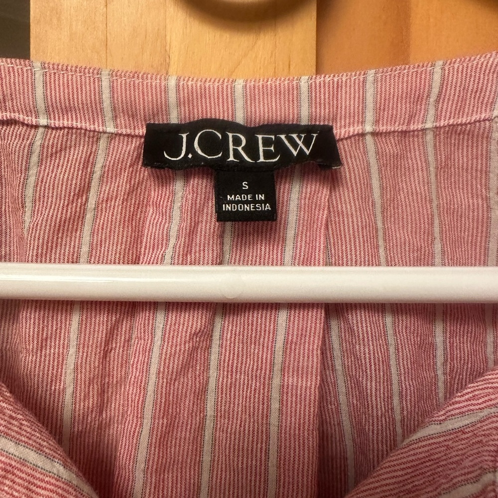 J. Crew Pink and White Striped Tie Neck Top - Small - Picture 4 of 5